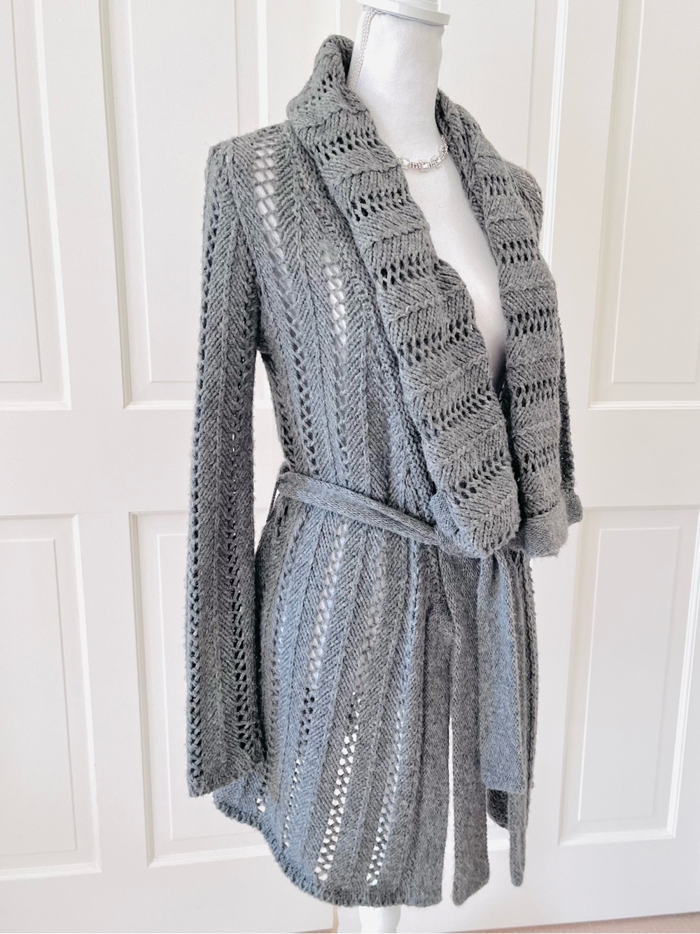 Calypso St. Barth gray wool camel hair long cardigan sweater XS